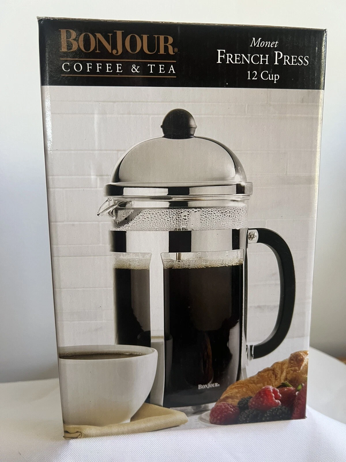 BonJour Coffee - 8-Cup Monet French Press Stainless Steel NEW in Box