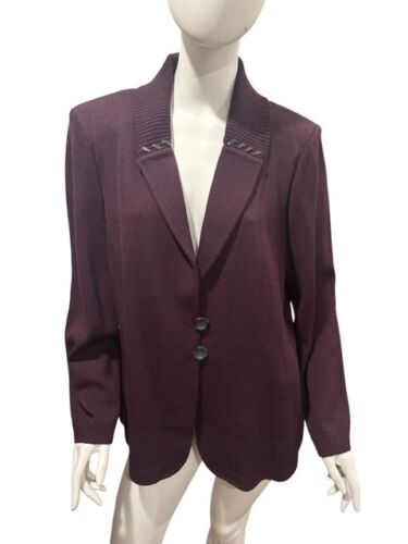 St John Sport Size Extra Large Purple Wine Button Up Santana Jacket Top NWT $795