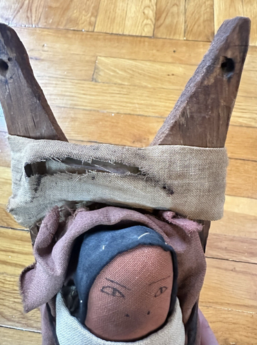 Vintage 20er Jahre Indianer Papoose Stoffpuppe Holz Wiegebrett Leder Krawatten - Bild 6 von 6