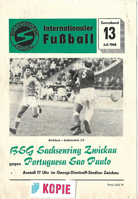 Sachsenring Zwickau-  Portuguesa Sao Paulo 13.07.1968 Farbkopie/ Reprint
