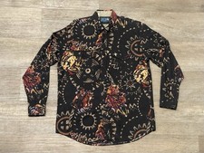 Vintage 90s Lone Roo Western Print Button up Shirt Size XL USA Made Native Horse