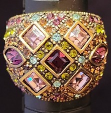 Heidi Daus Geometric Design Cocktail Statement Ring Multi-color Crystals Sz 7 .5