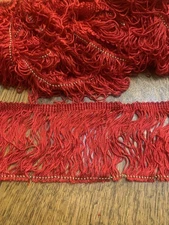 1 Yard Vintage  4” Red Chainette fringe  trim