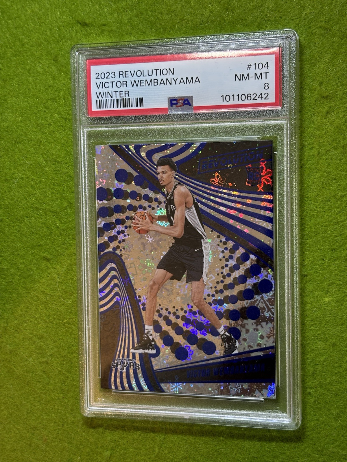Victor Wembanyama SILVER PRIZM ROOKIE CARD WINTER SNOW 2023 Revolution RC  PSA 8 view 18