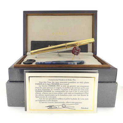 #ad RARE 1983 PARKER PREMIER PRESIDENTIAL 18K SOLID GOLD FOUNTAIN PEN NEVER INKED $11875.00