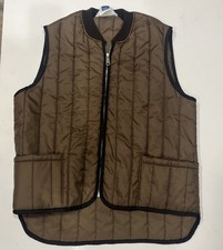 Vintage Sears Work Leisure Quilted Vest Men Large Brown Full Zip Nylon