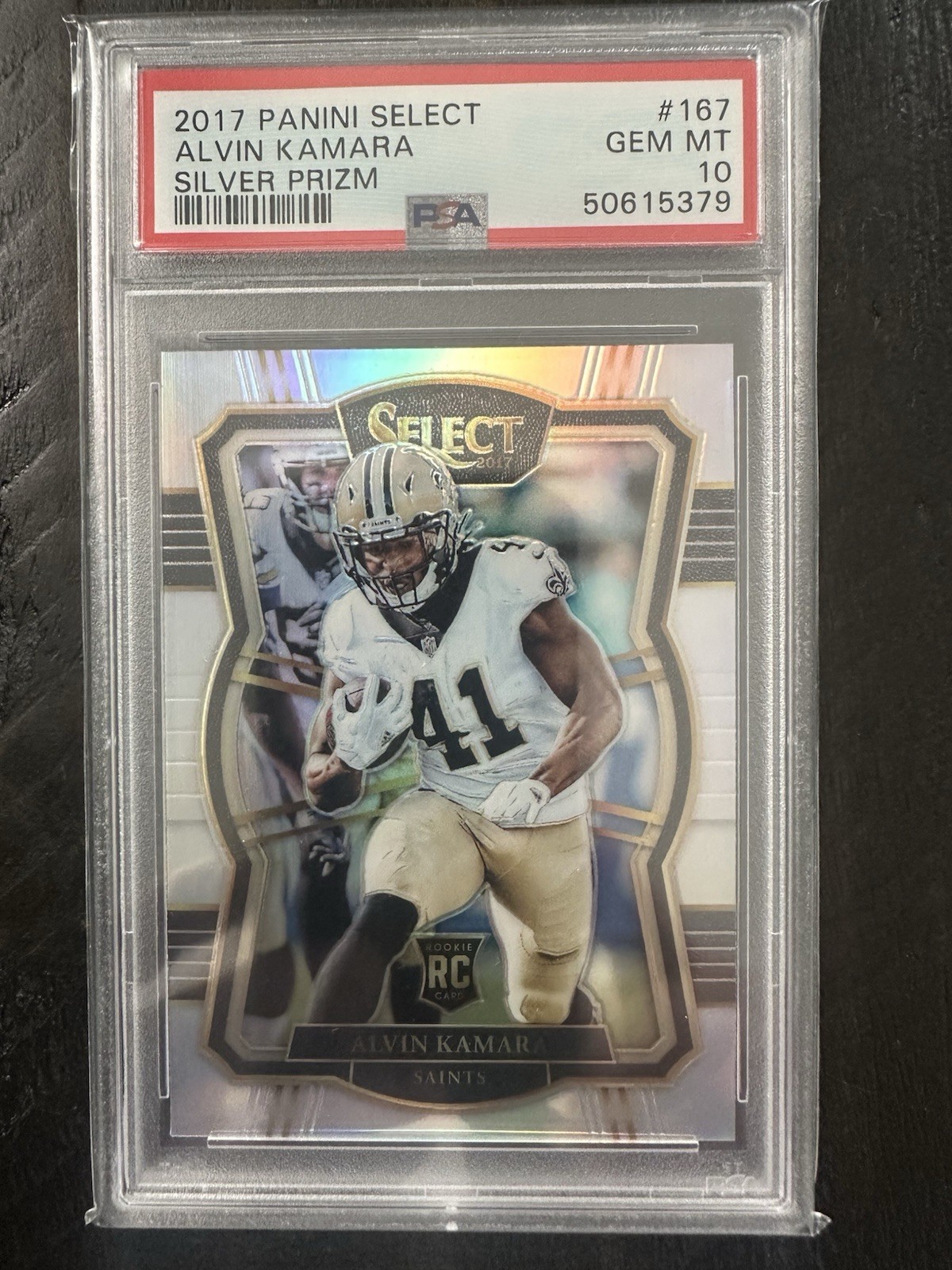 ALVIN KAMARA 2017 Panini Select #167 Silver PSA 10 Gem Mint Rookie RC Saints