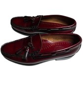 Vtg GH Bass Co Weejuns Tassel Burgundy Leather Men's Preppy Loafers Sz 8.5
