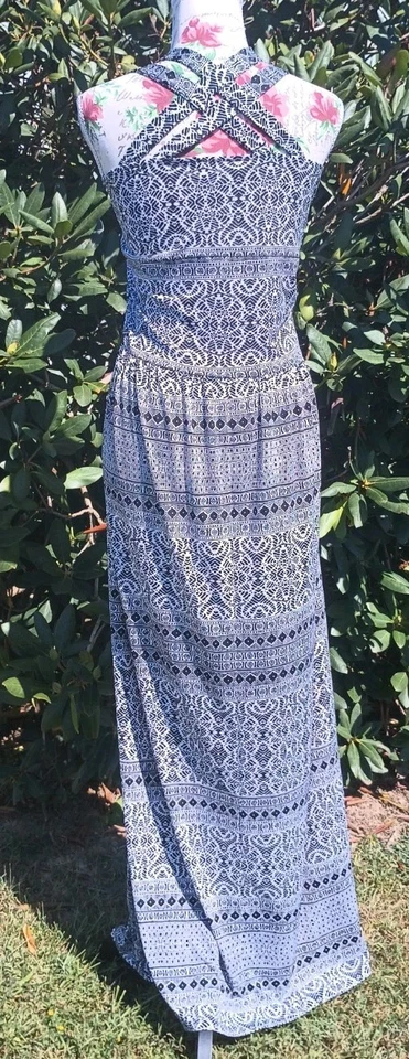 Maurice's Black & White Maxi Dress Women's 3X Boho Wedding Resort  - Image 2 of 4