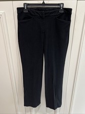 Eileen Fisher Black Ribbed Corduroy Pants Size Medium Stretch Straight Leg