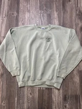 Gildan Heavy Blend Sweatshirt Womens M Green Crewneck Chix With Stix Embroidered