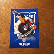 Rod Gilbert 2025/26 Upper Deck New York Rangers Centennial Card #8 BLUE PARALLEL