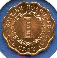1970 Belize British Honduras 1c Cent Queen Elizabeth II BU MS RD Uncirculated