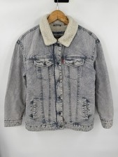 Levi's Women's Oversized Washed Cotton Sherpa Trucker Jacket Size Medium