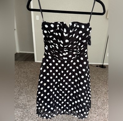 Un Deux Trois Girls Black and White Polka DotNWTStrapless Dress 6
