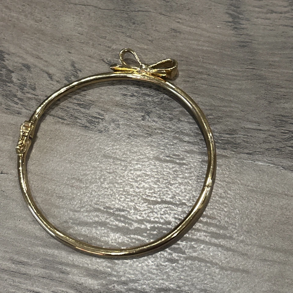 Kate Spade Gold Tone Bow Bangle Bracelet Hinged - Image 3 of 4