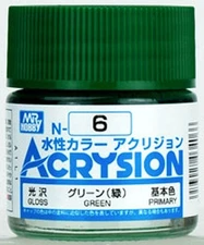 GSI Creos MR. Hobby Acrysion Color N6 Gloss Green 10mL Acrylic Paint USA Seller