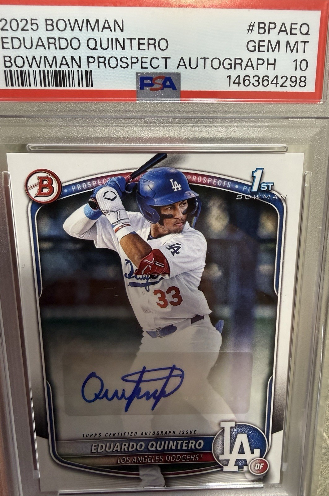 2025 Bowman Baseball Eduardo Quintero Bowman 1st Paper Auto Psa 10 💎💎
