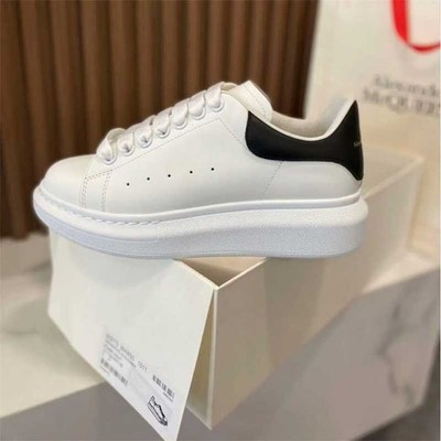 Black White Alexander McQueen Oversized Low Top Calf Leather Men Sneakers