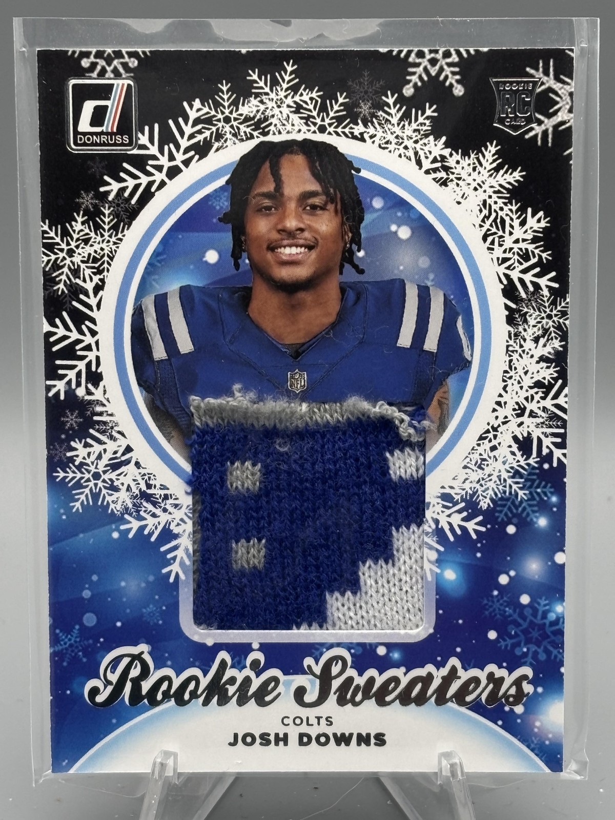 2023 Donruss #HS-JDO Josh Downs Rookie Holiday Sweater Relics