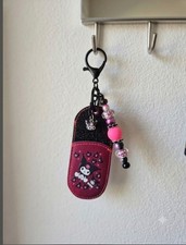 Beaded Lip Gloss & Lighter Holder Keychain pu...