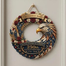 Custom America 250th Anniversary Wooden Sign, Patriotic Family Name Decor