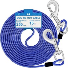 Dog tie out cable 25ft heavy duty leash for large dogs