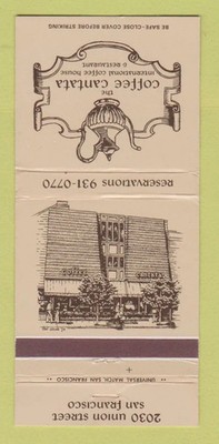 Matchbook Cover - Coffee Cantata San Francisco CA 30 Strike