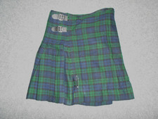 SCOTTISH DESIGNS BRAND MENS 36 GREEN PLAID 80/20 ACRYLIC/WOOL TARTAN KILT   B5