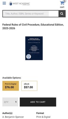 Federal Rules of Civil Procedure, Educational Edition 2025-2026 Paperback