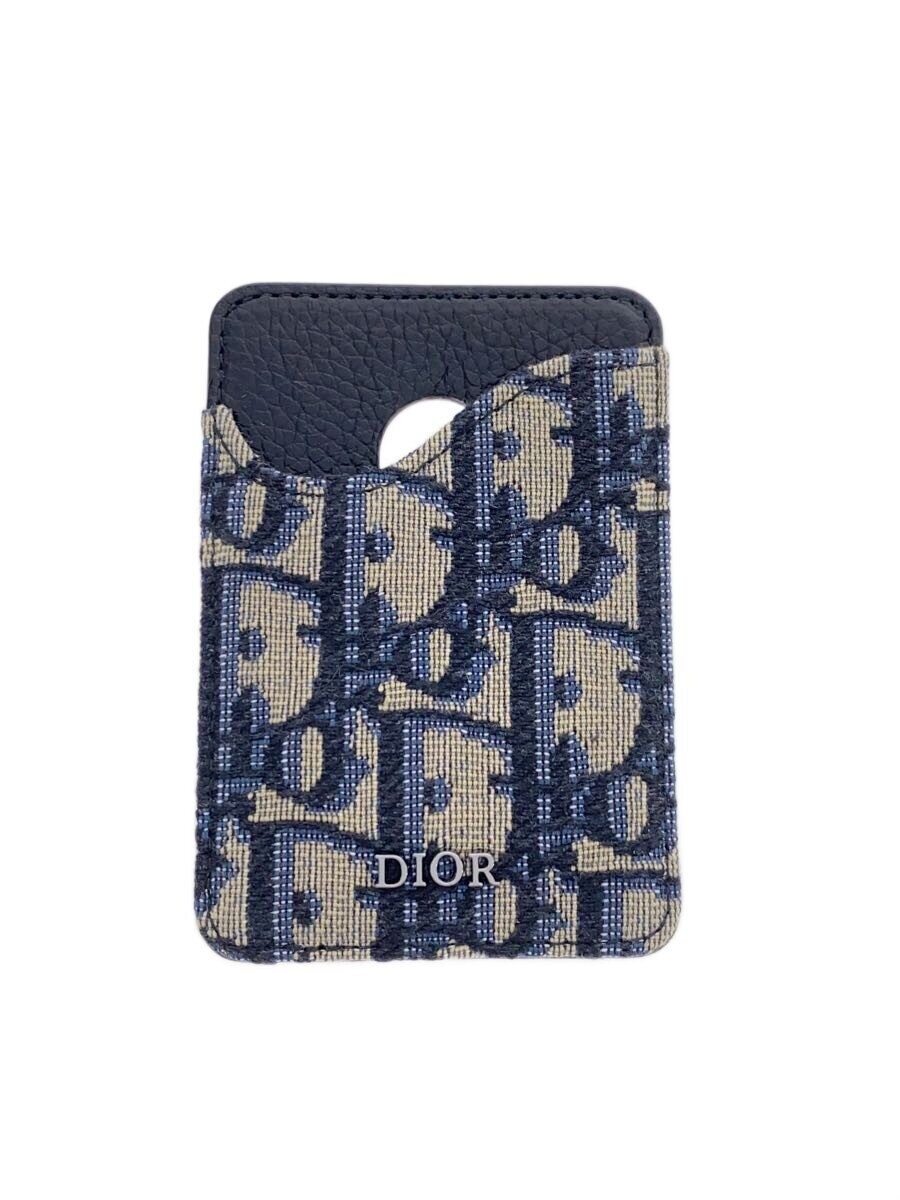 Dior HOMME Magnetic Card Holder Trotter Logo Card Case Canvas NVY Men's