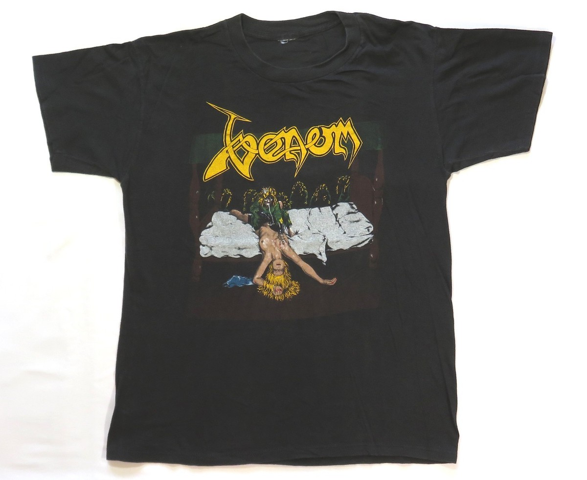 Venom Vintage T Shirt 1986 USA Tour Dates Nightmare EP Cover Black