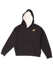 Nike Womens Graphic Reversible Hoodie Jumper UK 16 Large Black Cotton BT18