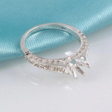 6mm Round Semi Mount Ring 925 Sterling Silver CZ Pave Split Shank