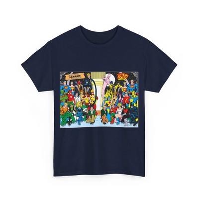 JLA & JSA T-Shirt - George Perez Art - Justice League, Society Team-up - Batman
