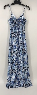 The Drop Shelby Cutout Dress Blue Floral Strappy Sleeveless Maxi Size XS NWT