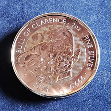 2023 UK Tudor Beasts Bull of Clarence 2oz Fine Silver Coin