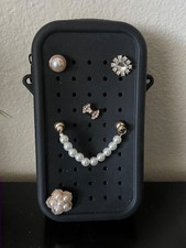 Silicone Charm Cellphone Pouch/Bag with Charms and Shoulder Strap