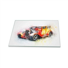 Herdabdeckplatte Ceran 1 Teilig 80x52 Auto Orange Abdeckung Glas Spritzschutz