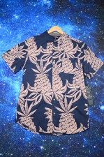 Roark Revival Shirt Mens Large Navy Pineapple Short Sleeve Button Up Hawaiian