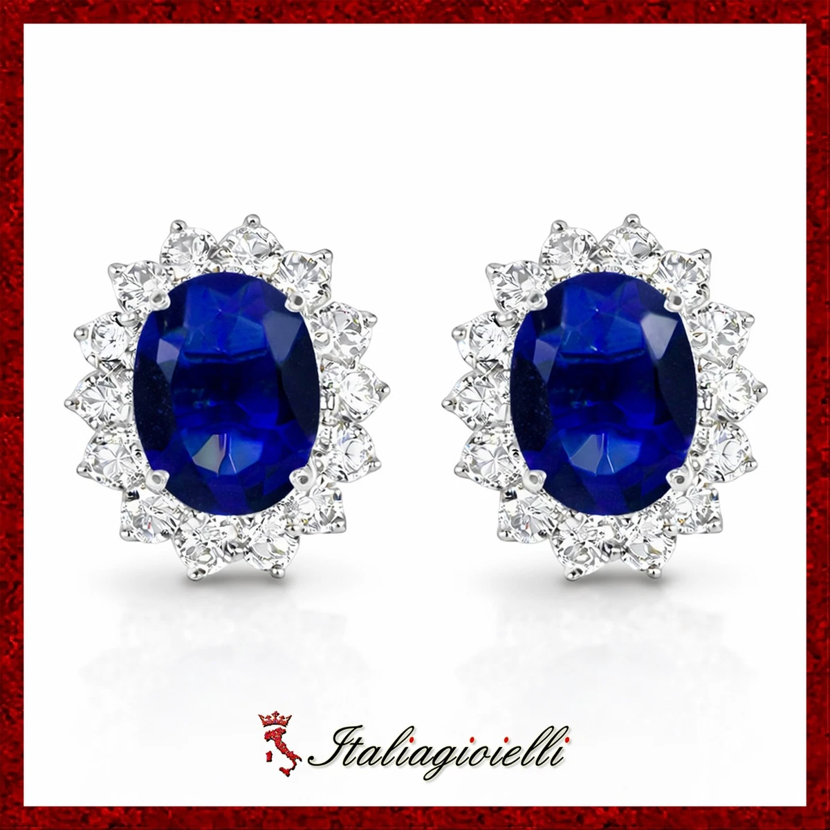 SILVEGO Orecchini da Donna in Argento 925 con Zaffiro Blu Scuro Naturale, FW13816E
