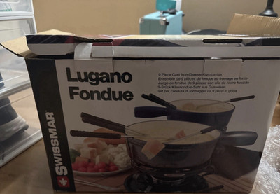 Swissmar Lugano Cast Iron Cheese Fondue Set 9-Piece 1.9 qt 9 in