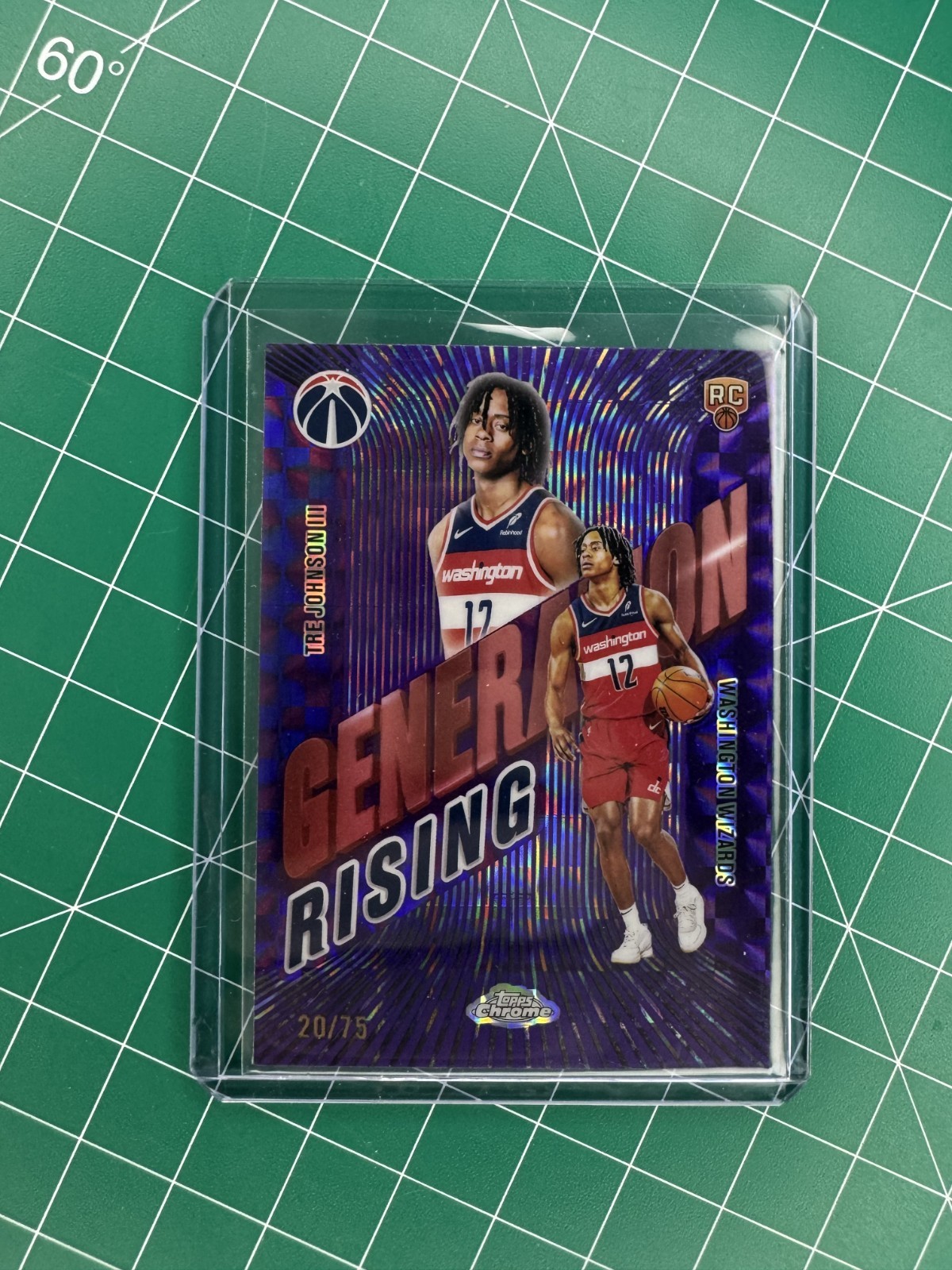 2025-26 Topps Chrome Tre Johnson III Rookie Generation Rising Purple Geo #46/75