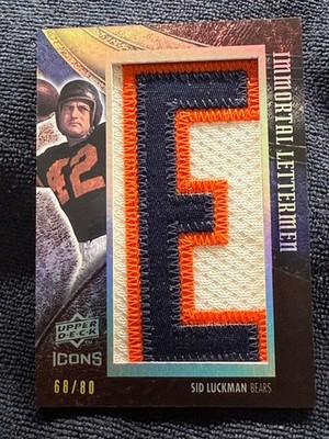 68/80 Sid Luckman 2008 Upper Deck Icons Immortal Lettermen  E  Bears Letter