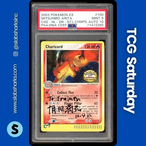2003 CHARIZARD #100 POKEMON DRAGON EX NATIONAL CHAMP MITSUHITO ARITA AUTO10 PSA9