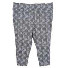 Terra Sky Womens Stretch Shibory Grey Soot Capri Legging Plus 2X 20W-22W NWT