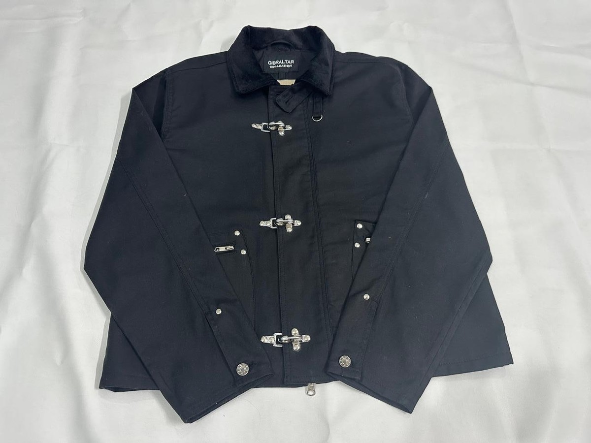 Vintage 1990s Reversible Black Fireman Cotton Clasp Jacket, Heavy