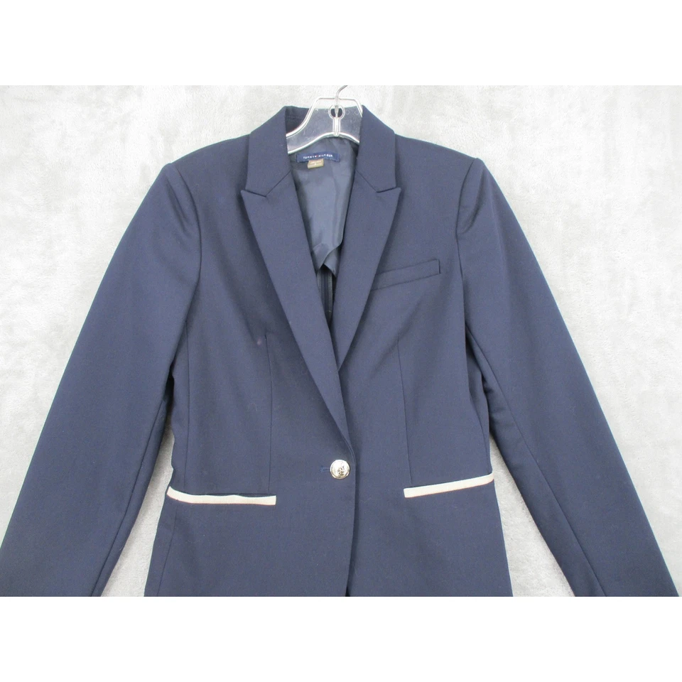 Tommy Hilfiger Blazer Mujer 2 Azul Marino Parche en el Codo Azul Marino Preppy Oficina Náutica Foto 3 de 4