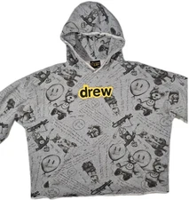 Drew House Secret Deconstructed Hoodie Mens 2XL Gray 
