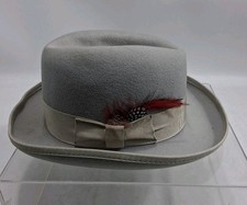 Vintage Designer Collection 100% Wool Fedora Hat W/ Feathers Lg Needs Cleaned